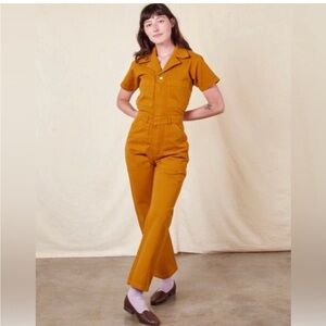 NEW Big Bud Press Short Sleeve Jumpsuit Worksuit Mustard Yellow Size XXS